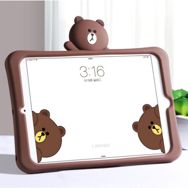 Ốp máy tính bảng bằng silicon chống rơi họa tiết gấu cho Apple iPad mini5 2 3 4 2019 air 10.5 11 inch