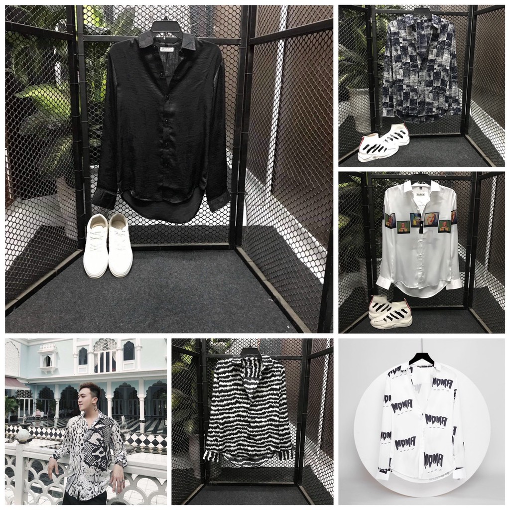 Áo sơ mi nam dài tay form rộng họa tiết vải lụa cao cấp S55