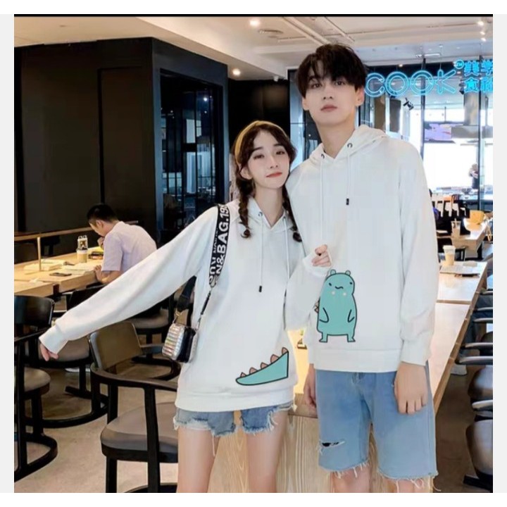 Áo hoodie đôi khủng long nối đuôi ( giá bán 2 cái ) , chất nỉ bông dày mịn