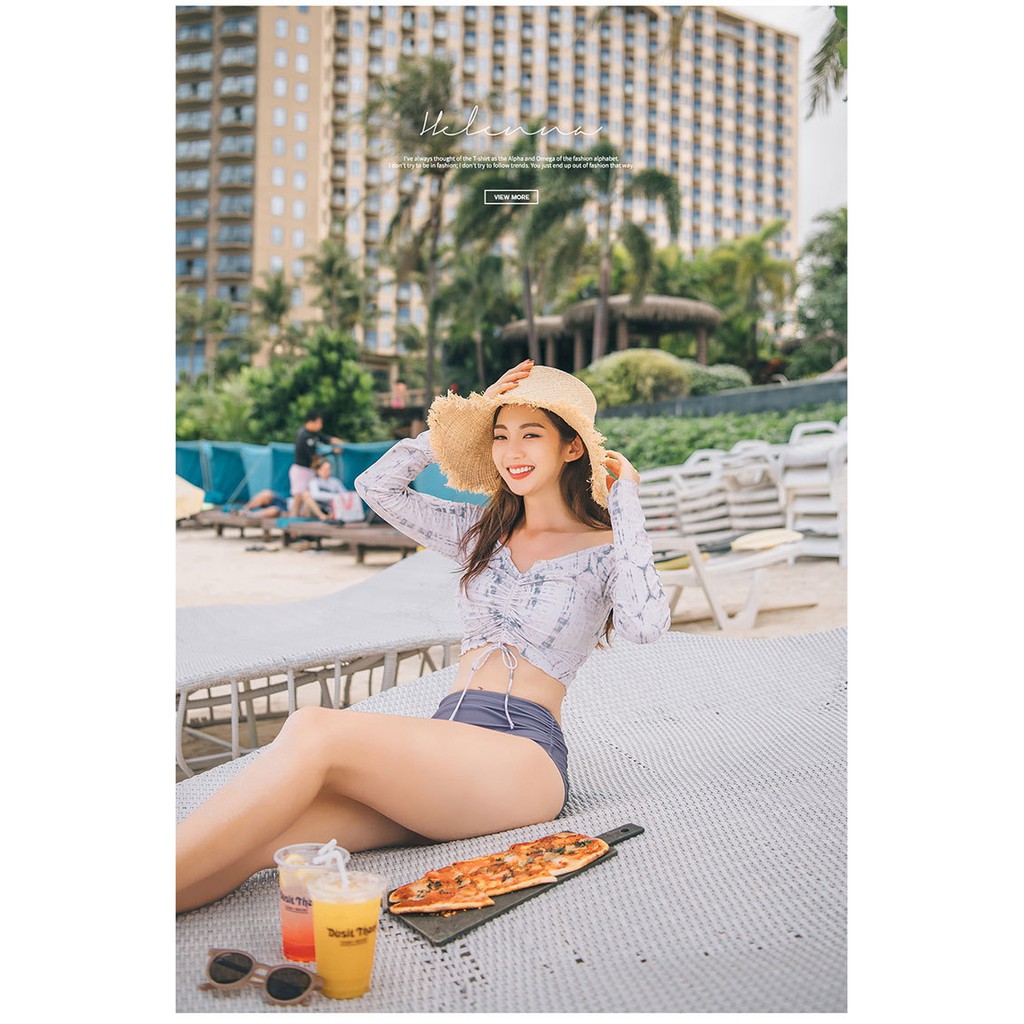 Bikini đồ bơi nữ 2 mảnh dài tay có dây thắt - Đồ bơi phong cách Hàn Quốc | BigBuy360 - bigbuy360.vn