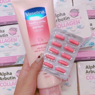 Combo dưỡng thể vaseline 10X và vĩ kích trắng arbutin Thái lan