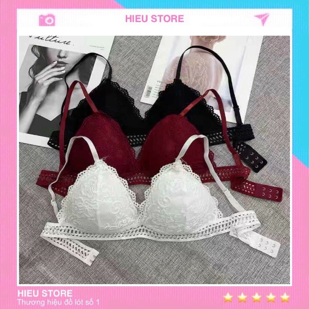 Áo Bra Nữ Ren Hoa Đệm Mỏng Nâng Đẩy Ngực Thon Gọn ⚡FreeShip⚡ 2 Móc Cài Sau Siêu Đẹp BR7313 - Hieu Store24h