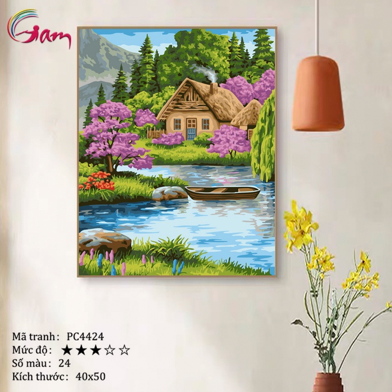 Tranh tô màu theo số phong cảnh thiên nhiên GAM căng khung 40x50cm PC4424