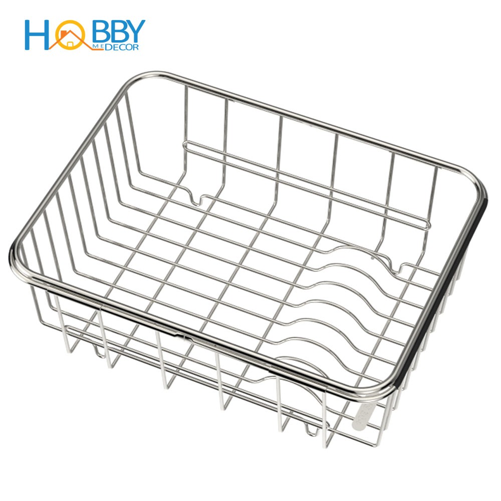 Khay đựng đĩa chén trái cây gác lên bồn rửa chén HOBBY Home Decor KDC3 size lớn tùy chỉnh kích thước - chuẩn Inox 304 | BigBuy360 - bigbuy360.vn