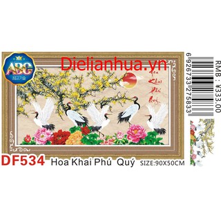 Tranh đính đá hoa khai phú quý df534 chưa đính