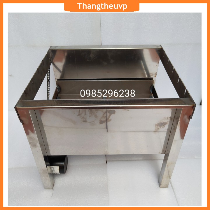 Máy nướng thịt chả inox lò quay gà vịt mini bếp nướng than hoa mô tơ tự động - Tặng 5 xiên đơn 1 xiên 3 inox