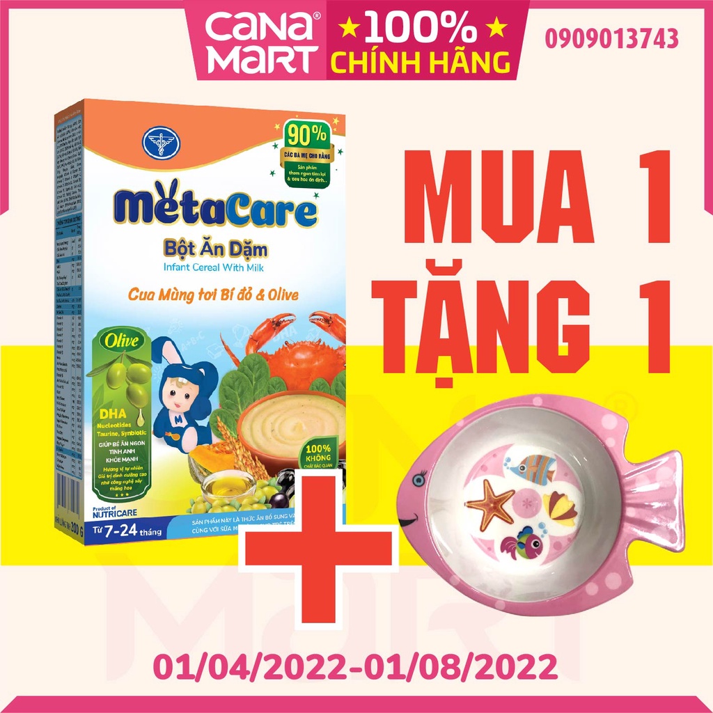 Bột ăn dặm Metacare Cua mùng tơi bí đỏ &amp; Olive cho bé từ 6-24 tháng tuổi (200g)