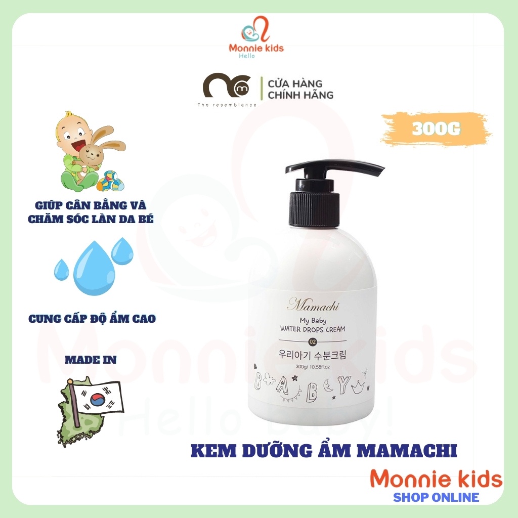 Kem nước dưỡng ẩm cho bé Mamachi 300g, kem dưỡng thể cấp ẩm cho trẻ - Monnie Kids