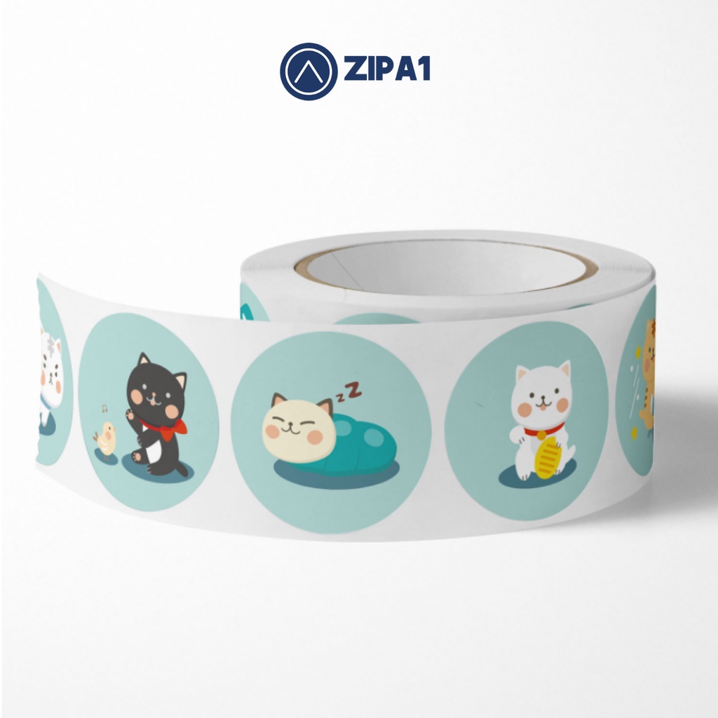 500 miếng dán sticker hình Mèo con dễ thương - 2.5x2.5cm / miếng - A1021 - Zip A1