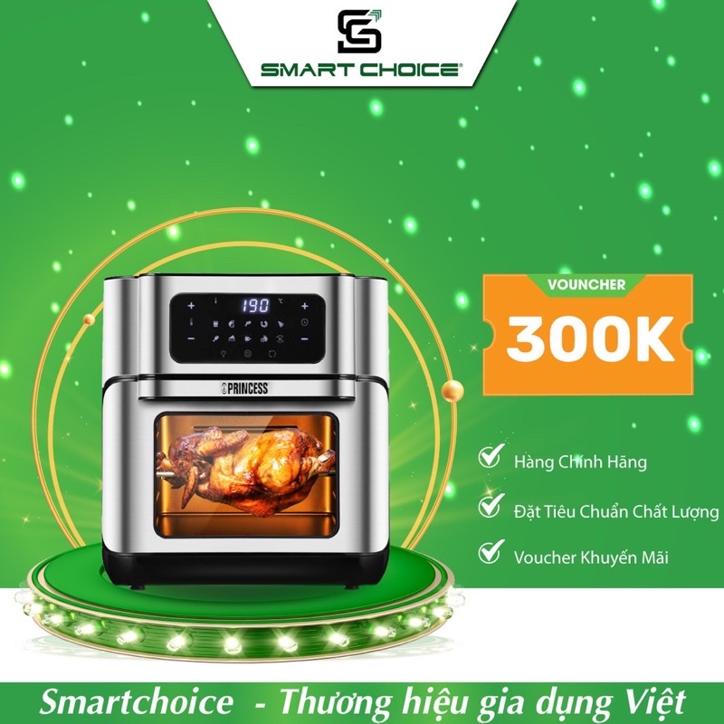 Nồi chiên không dầu PRINCESS Aerofryer Oven 182065 nhập khẩu Hà Lan, màn hình cảm ứng, nấu ăn nhanh.
