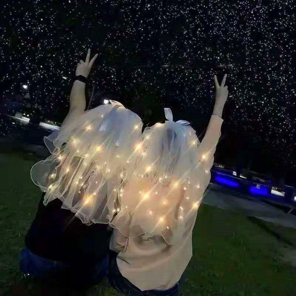 Kẹp Tóc Hình Nơ Có Mạng Che Mặt Đèn LED Cho Cô Dâu