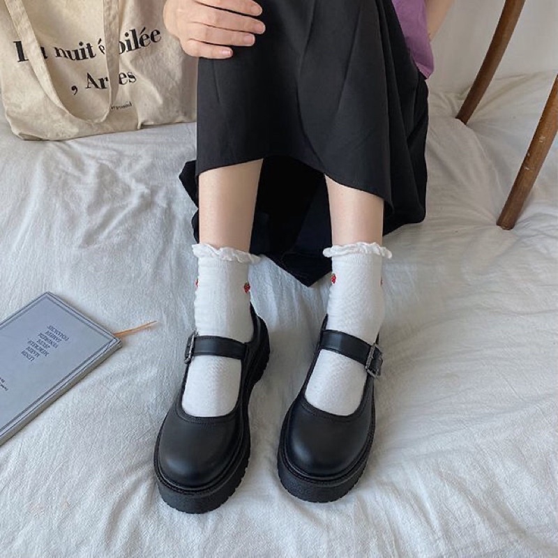 Giày oxford quai cài đế cao da mềm ulzzang phong cách Hàn Quốc