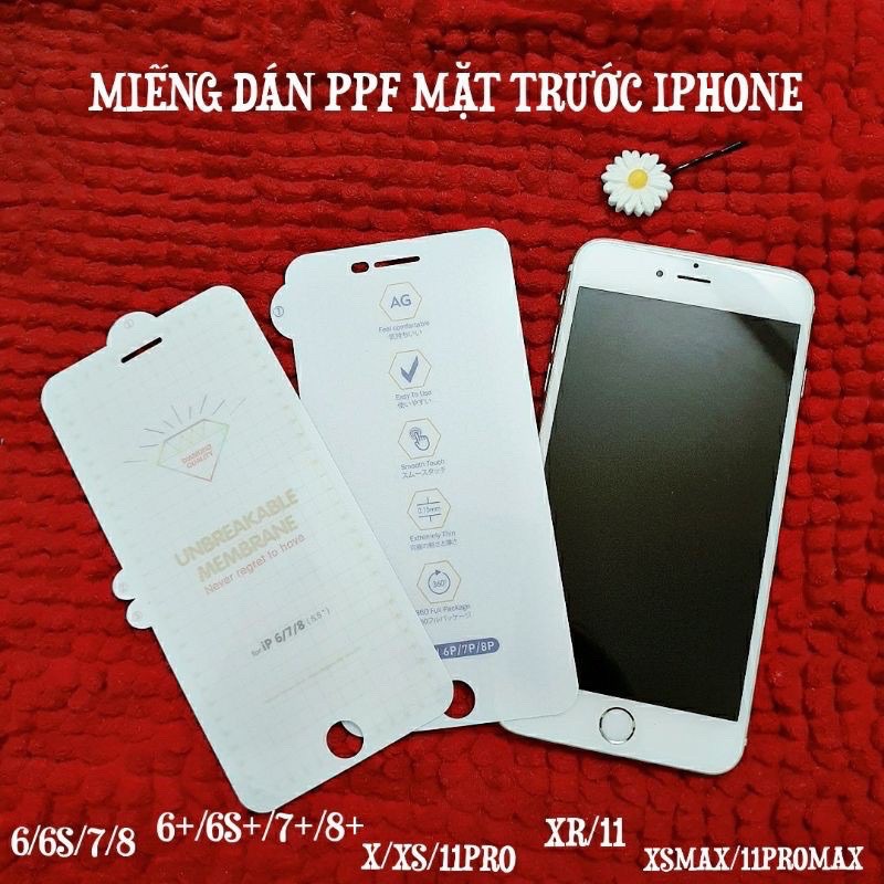 PPF mặt trước dành cho ip 6 đến 12Promax - Trong suốt và Nhám chống vân tay -  Bảo vệ full màn hình