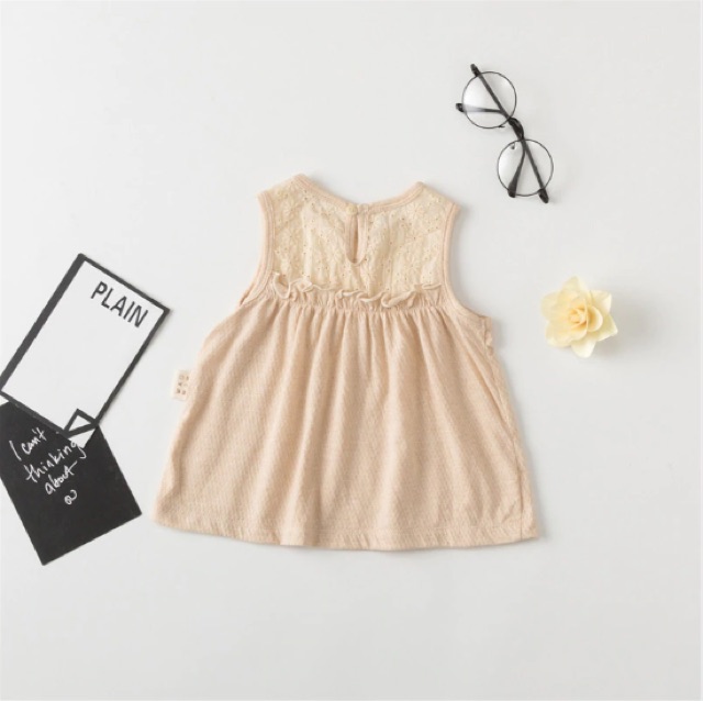 [CAM KẾT CHẤT LƯỢNG] Đầm (áo váy) đai nơ cotton hữu cơ cao cấp xuất khẩu cho bé gái mùa hè