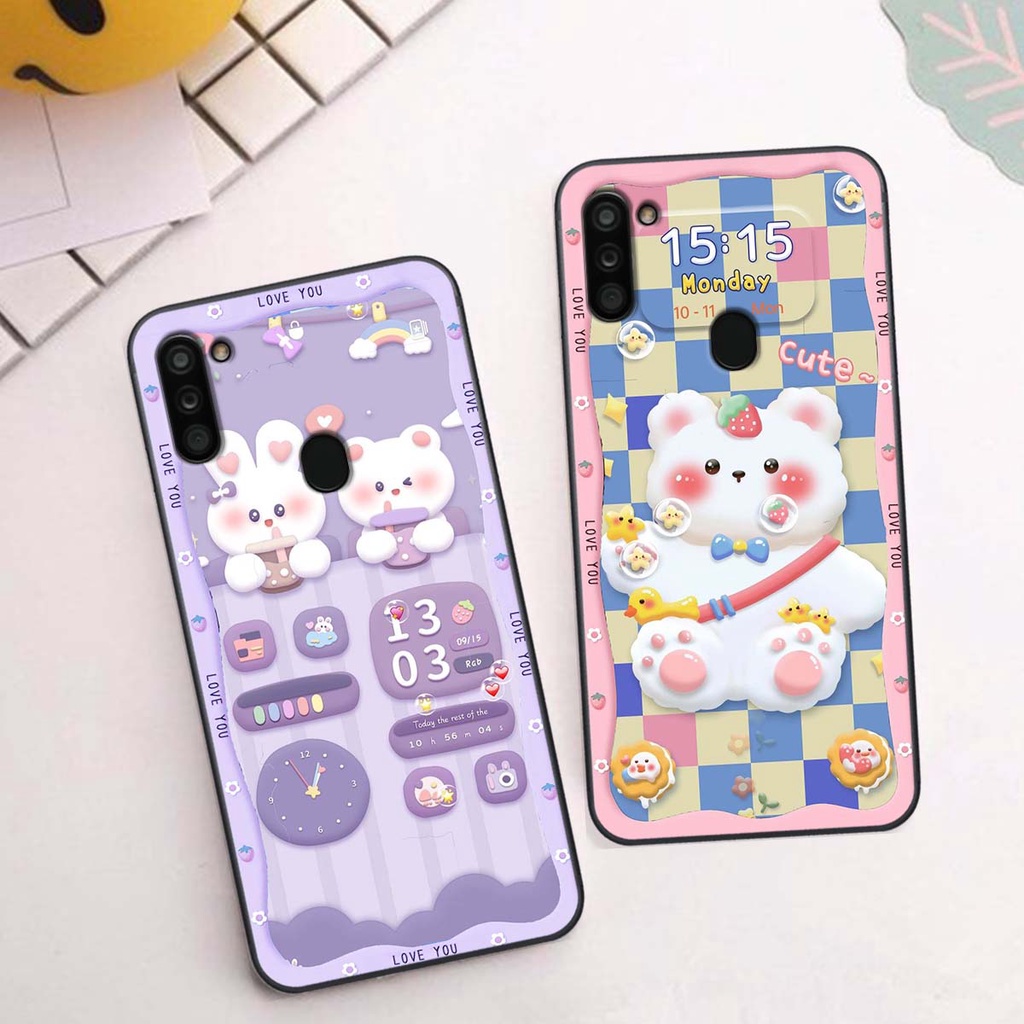 Ốp lưng Samsung A11 / M11 in hình gấu cute,bò sữa 3D cute dễ thương bảo vệ điện thoại.
