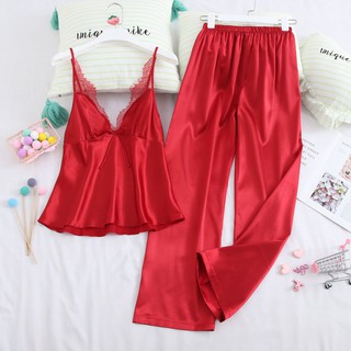 Đồ bộ ngủ lụa 2 dây quần dài