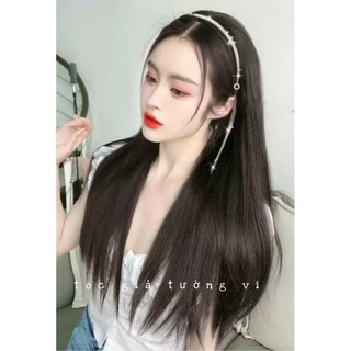 tóc giả nữa đầu cài băng đô đá❤️ dính tóc thẳng cao cấp