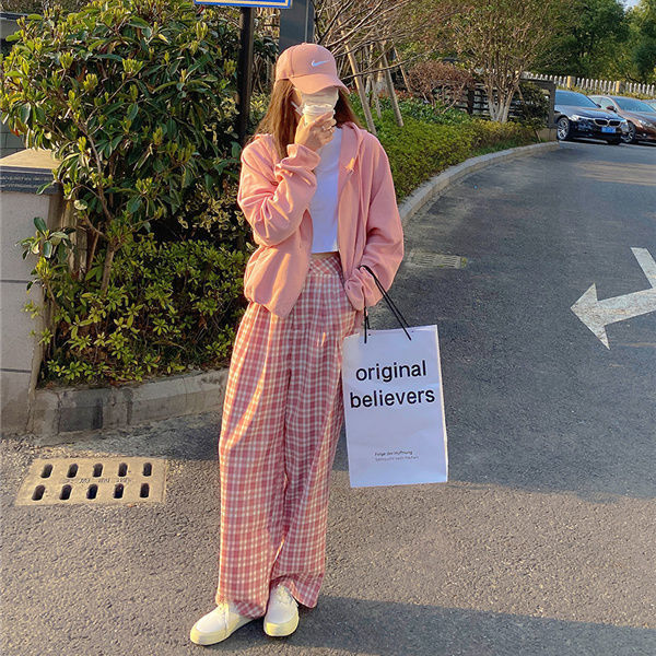 quần ống rộng Sọc Caro Hồng Phong Cách Hàn Quốc 2021 Cho Nữ | BigBuy360 - bigbuy360.vn