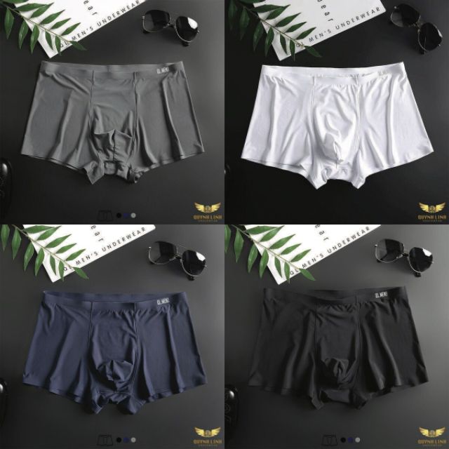 Set 3c Boxer nam đúc lụa, quần lót nam ko đường may siêu mát