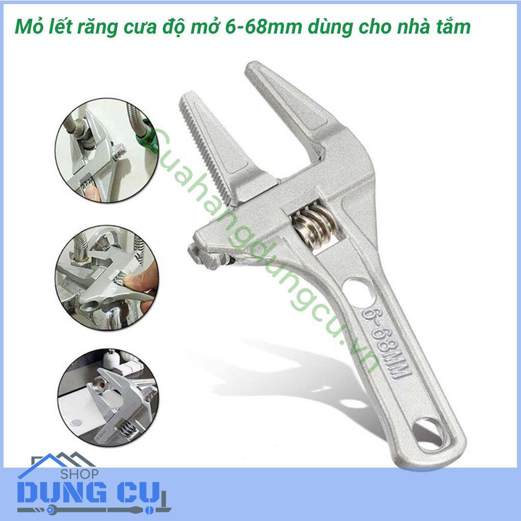 Mỏ lết ngắn lưỡi răng cưa độ mở lớn từ 6-68mm