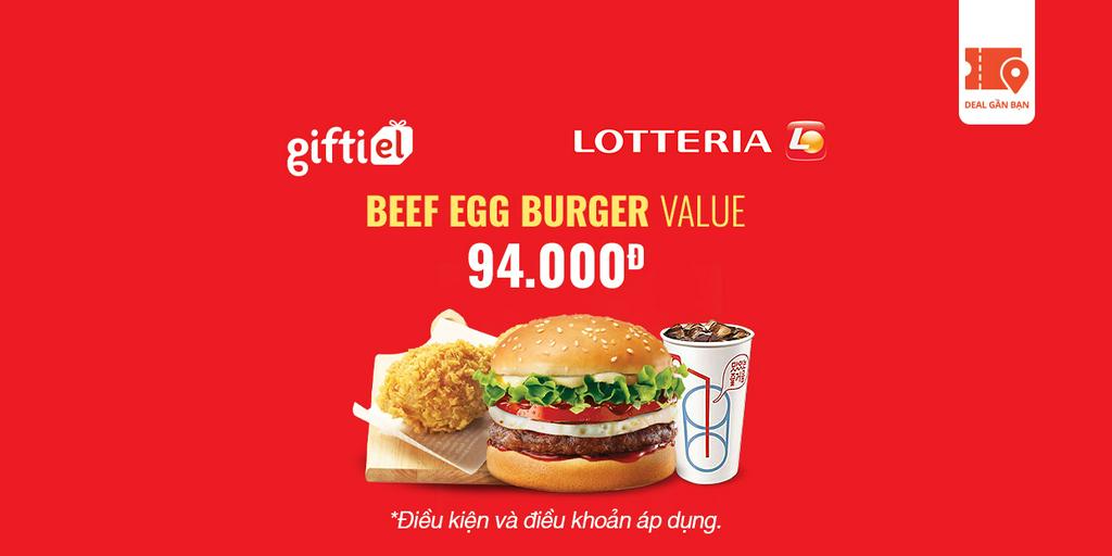E-Voucher Lotteria Beef Egg Burger Value