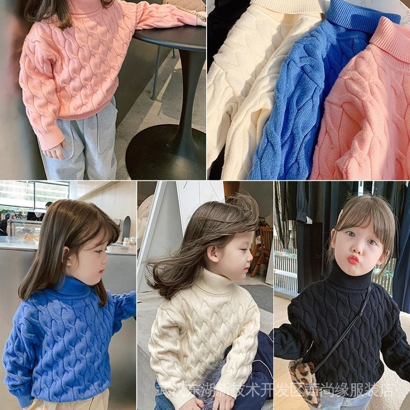 Áo Sweater Cổ Lọ Lót Lông Cừu Dày Thời Trang Thu Đông Phong Cách Mới Cho Bé Gái