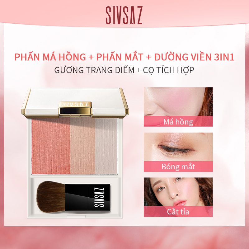 Bảng Phấn Má Hồng SIVSAZ Ba Màu Tông Nude Dưỡng Ẩm Làm Sáng Da Trang Điểm Tự Nhiên | BigBuy360 - bigbuy360.vn