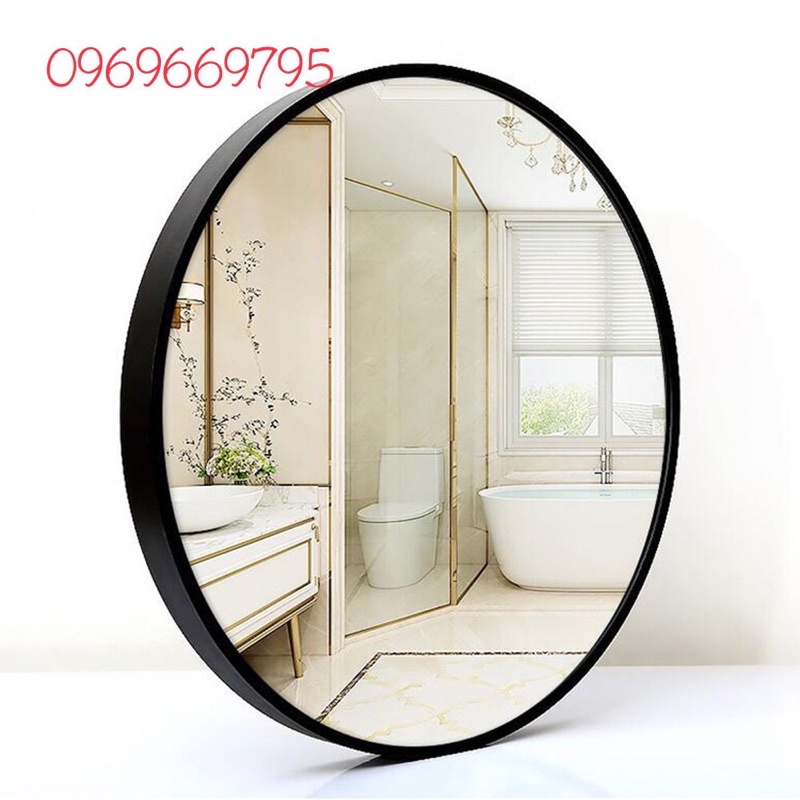 Gương nhà tắm khung thép💥𝗛𝗮̀𝗻𝗴 𝗖𝗼́ 𝗦𝗮̆̃𝗻💥, Gương treo tường tròn D50cm D60cm