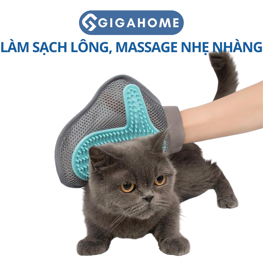 Găng Tay Tắm, Lấy Lông Rụng Massage Cho Chó Mèo GIGAHOME Không Hại Da 8064