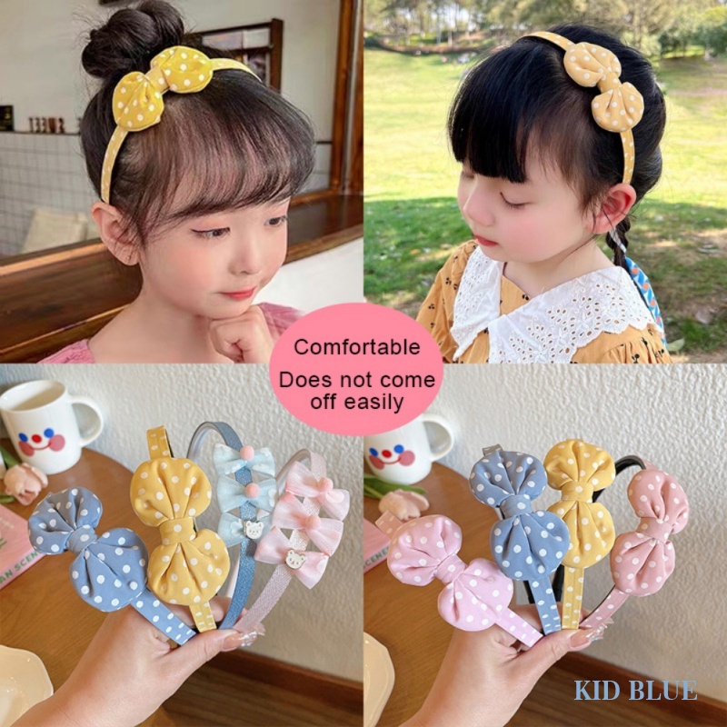 Băng Đô Nơ Chấm Bi Chống Trượt Dễ Thương Dành Cho Bé Gái
