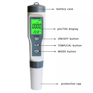 Máy Giám Sát Chất Lượng Nước Yieryi 3 Trong 1, Bộ Máy Kiểm Tra TDS/PH/TEMP Cho Hồ, Nước Uống, Axit Kế Máy đo axit bazo