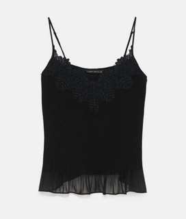 Áo hai dây phối ren đen zara