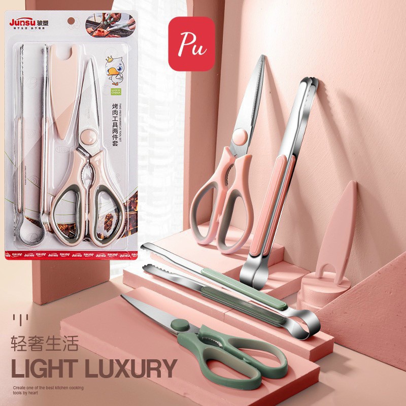 Set kéo kẹp gắp cắt thịt chuyên dụng trợ thủ đắc lực cho chị em
