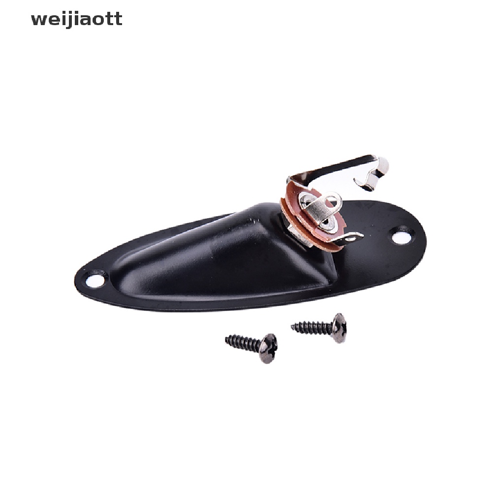 weijiaott Black Boat Input Output Jack Plate Socket With Screws for Fender Strat Guitar WT