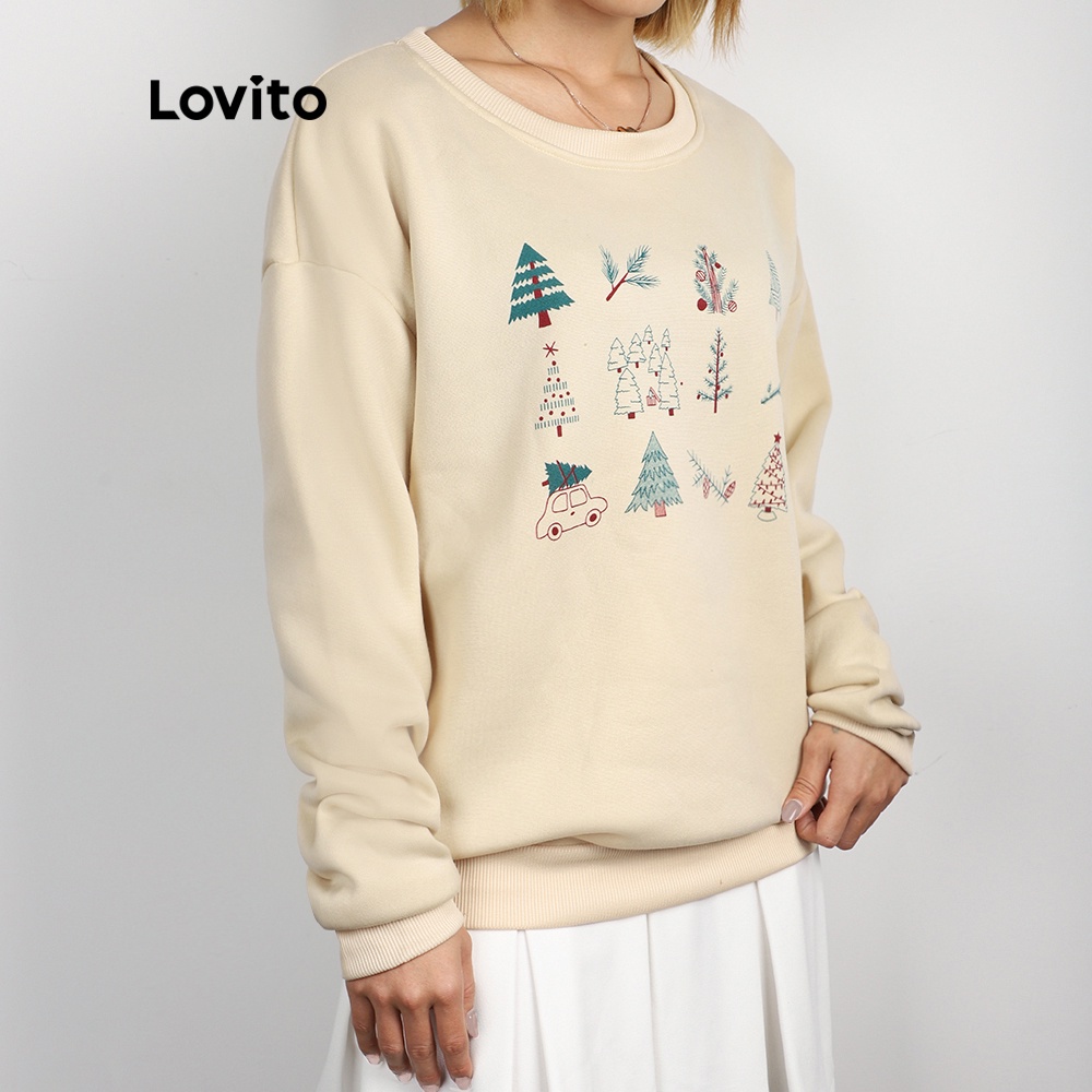 Lovito Áo sweatshirt in hình cây Chrismas Vibe L07981