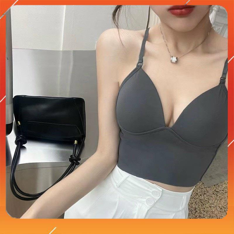 Áo bra cotton cao cấp có đệm mút cố định kiểu dáng 2 dây cup ngực mix được mọi loại trang phục