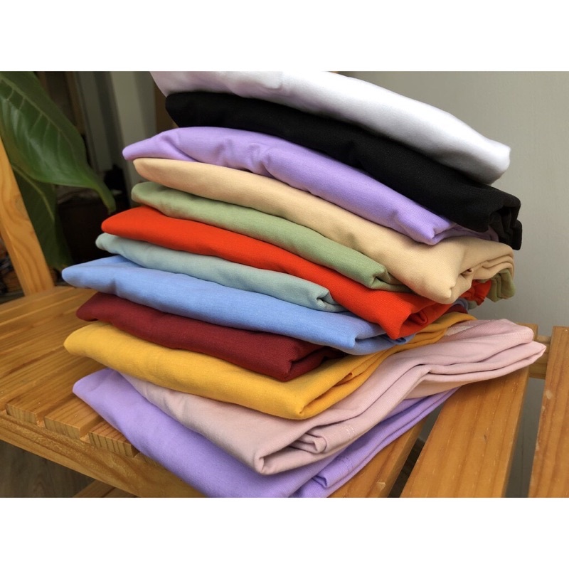 Áo thun tay lỡ trơn màu nam nữ dáng rộng cổ tròn unisex cotton dày dặn