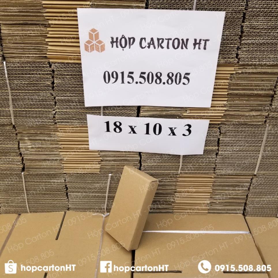 18x10x3 Combo 10 hộp carton, thùng giấy cod gói hàng, hộp bìa carton đóng hàng giá rẻ
