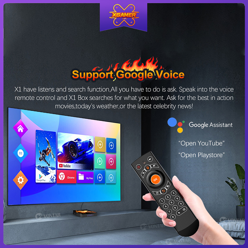 GOOGLE Đầu Tv Box X1 Hệ Điều Hành Android 10 4g 64gb 4k 1080p 2.4g & 5g Wifi Bt5.0