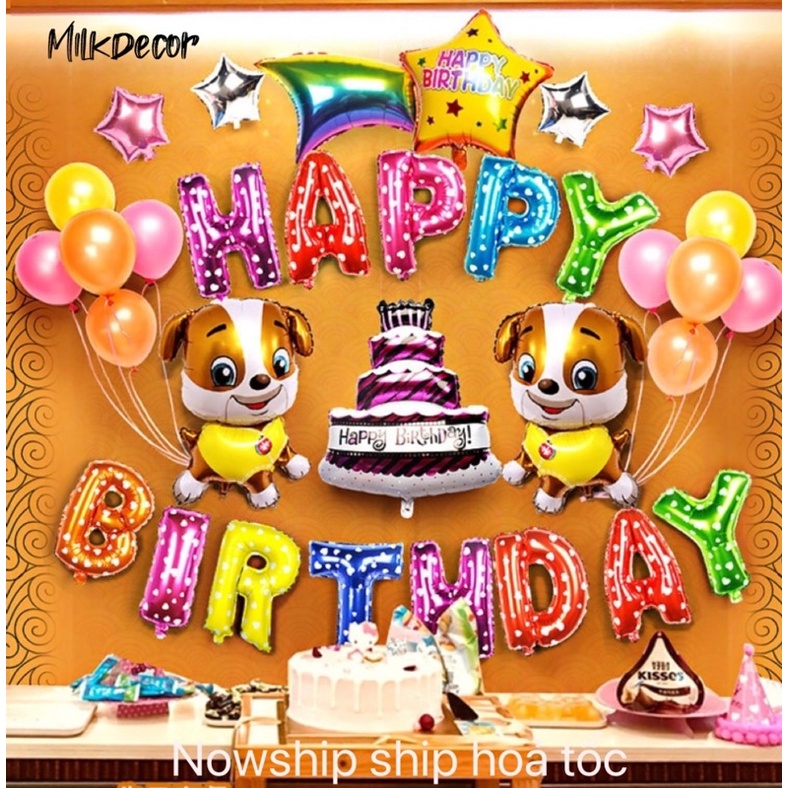 [MILKDECOR] Combo Bóng Bay Trang Trí Sinh Nhật MD00 Đủ phụ kiện