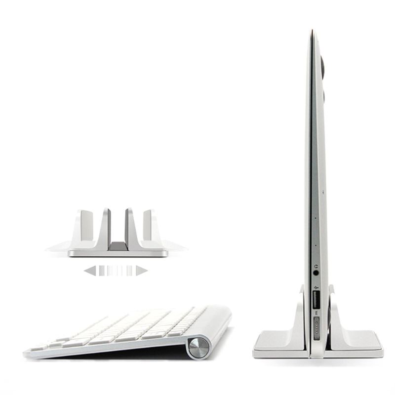 FUN Vertical Laptop Stand, Adjustable Laptop Holder Desktop Compatible with All MacBook/Surface/Lenovo/Dell/Gaming Laptops (Silver)