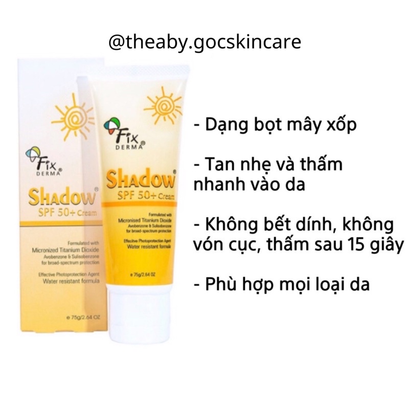 Kem chống nắng Fixderma Shadow SPF 50+ Cream 75g | BigBuy360 - bigbuy360.vn