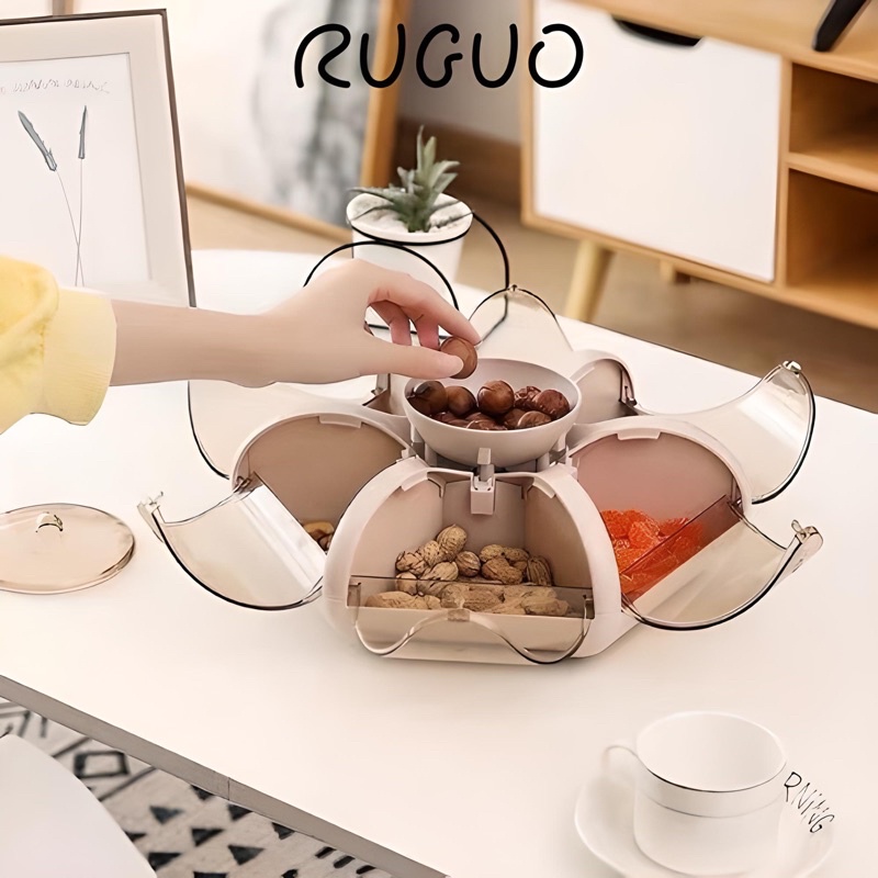 Khay Đựng Mứt Tết Bánh Kẹo Truyền Thống Cao Cấp Của Người Việt Hình Hoa Sen 6 Cánh
