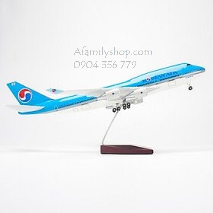 Mô hình máy bay tĩnh B747 Korean Air 47cm có bánh xe và led