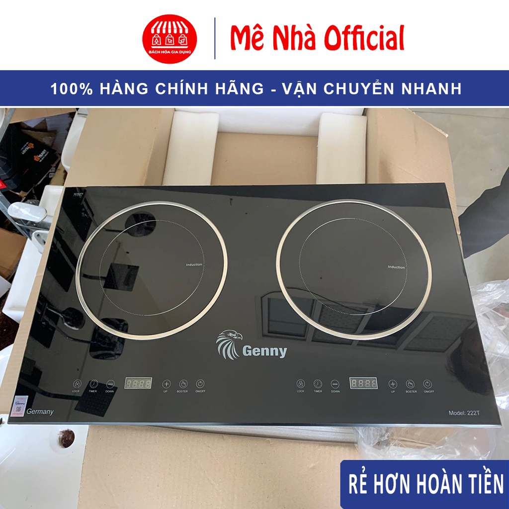 Bếp Từ Đôi 🍎𝐁𝐀̉𝐎 𝐇𝐀̀𝐍𝐇 𝟐𝟒 𝐓𝐇𝐀́𝐍𝐆 🍎Bếp Từ Genny GN-222T . Inverter Tiết Kiệm Điện, Mặt Kính Chịu Lực Tốt