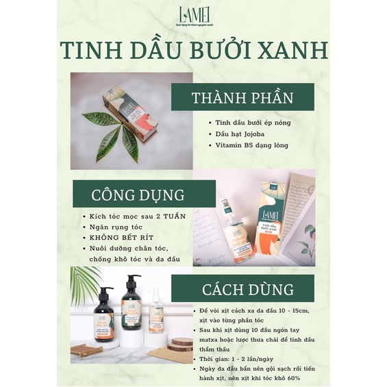 🆓 [ SALE HÔM NAY ] 🌿 Tinh Dầu Bưởi Xanh Lamei 100 ml - Giúp Mọc Tóc (Chính Hãng) 🌿