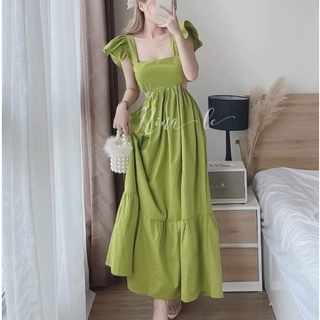 Đầm maxi khoét eo cánh tiên cột nơ lưng cho nàng đi chơi đi biển dễ thương phong cách tiểu thư đầm váy nữ