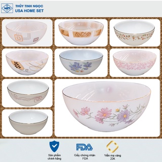 Tô canh viền vàng 22K thủy tinh ngọc USA Homeset dáng bầu các mẫu hoa văn cao cấp nhập khẩu chính hãng