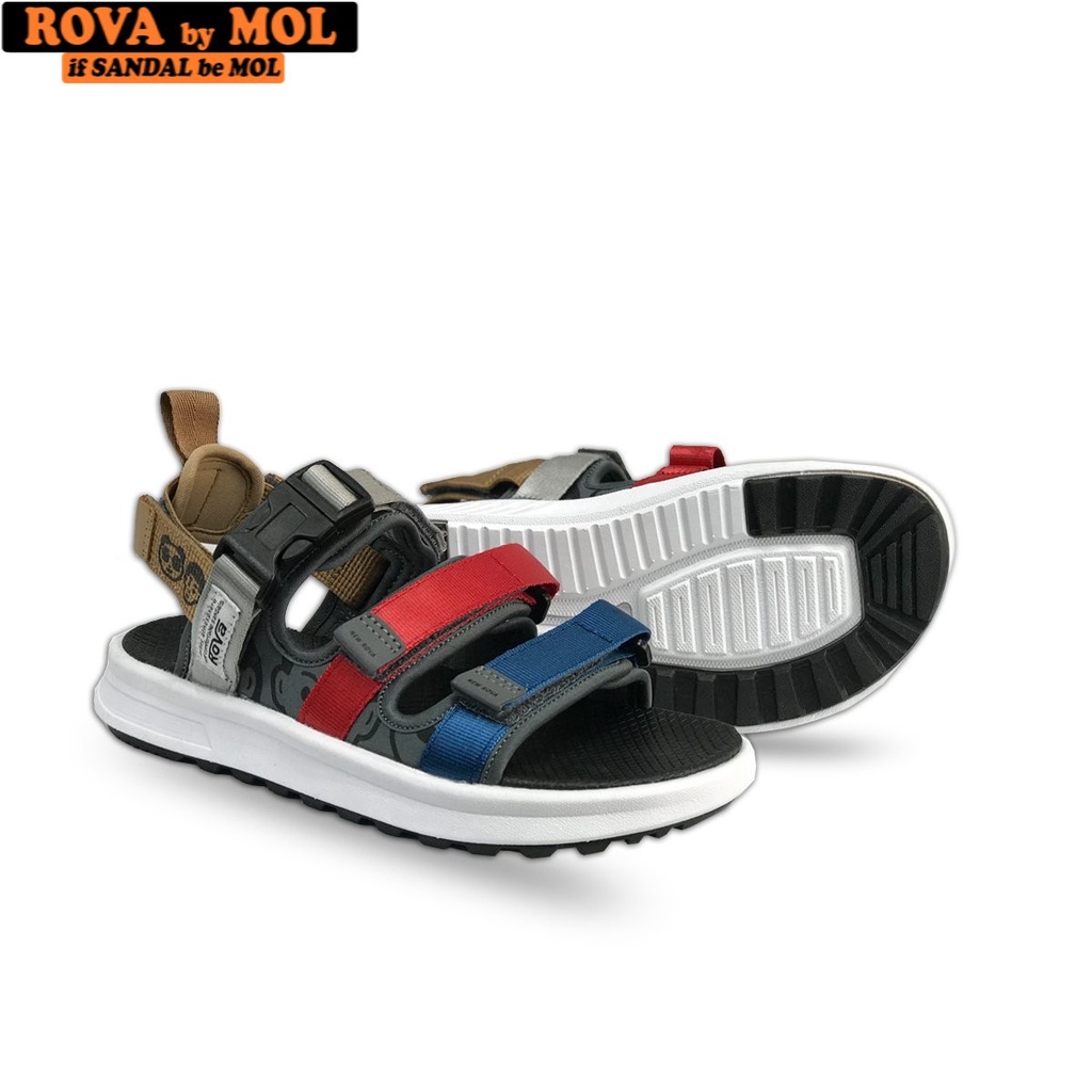 Giày sandal nữ hiệu Rova 3 quai ngang có thể tháo rời quai hậu đi học màu cầu vồng RV3408