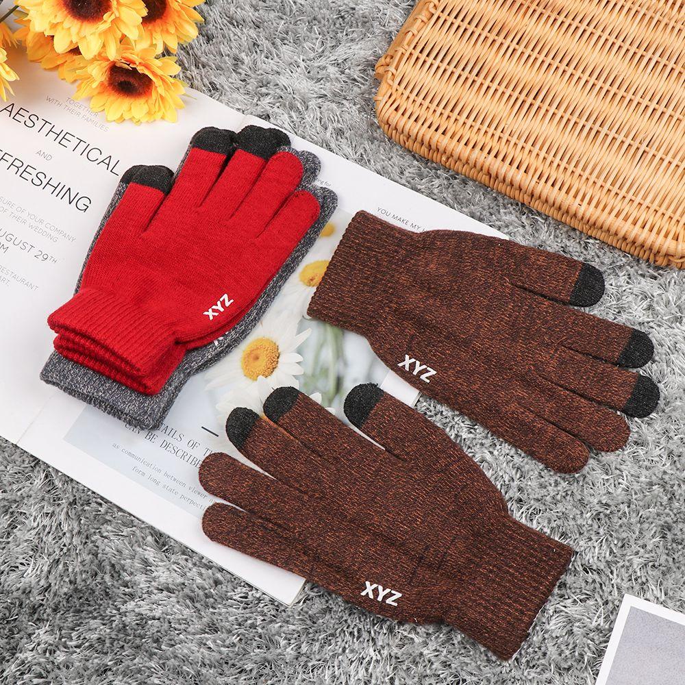 YNATURAL 1 Đôi Găng Tay Nhung Dày Thời Trang Có Thể Chạm Màn Hình Cảm Ứng